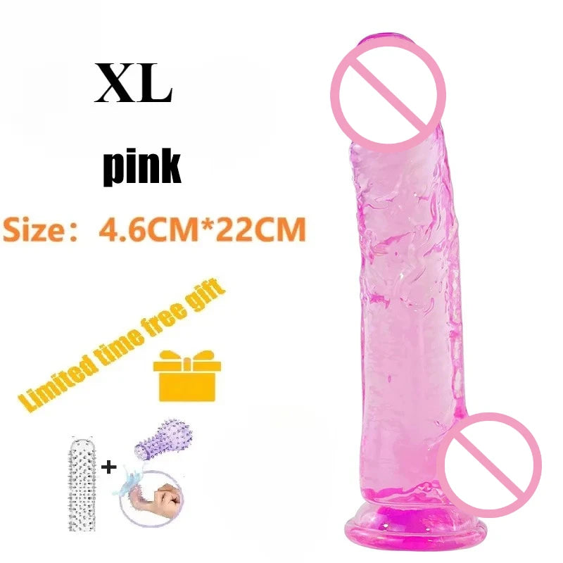 Realistic Transparent Jelly Dildos G-Spot Masturbation Sex Toy for Women Masturbator Vagina Wiht Strong Cup Ddildo Penis Adult18