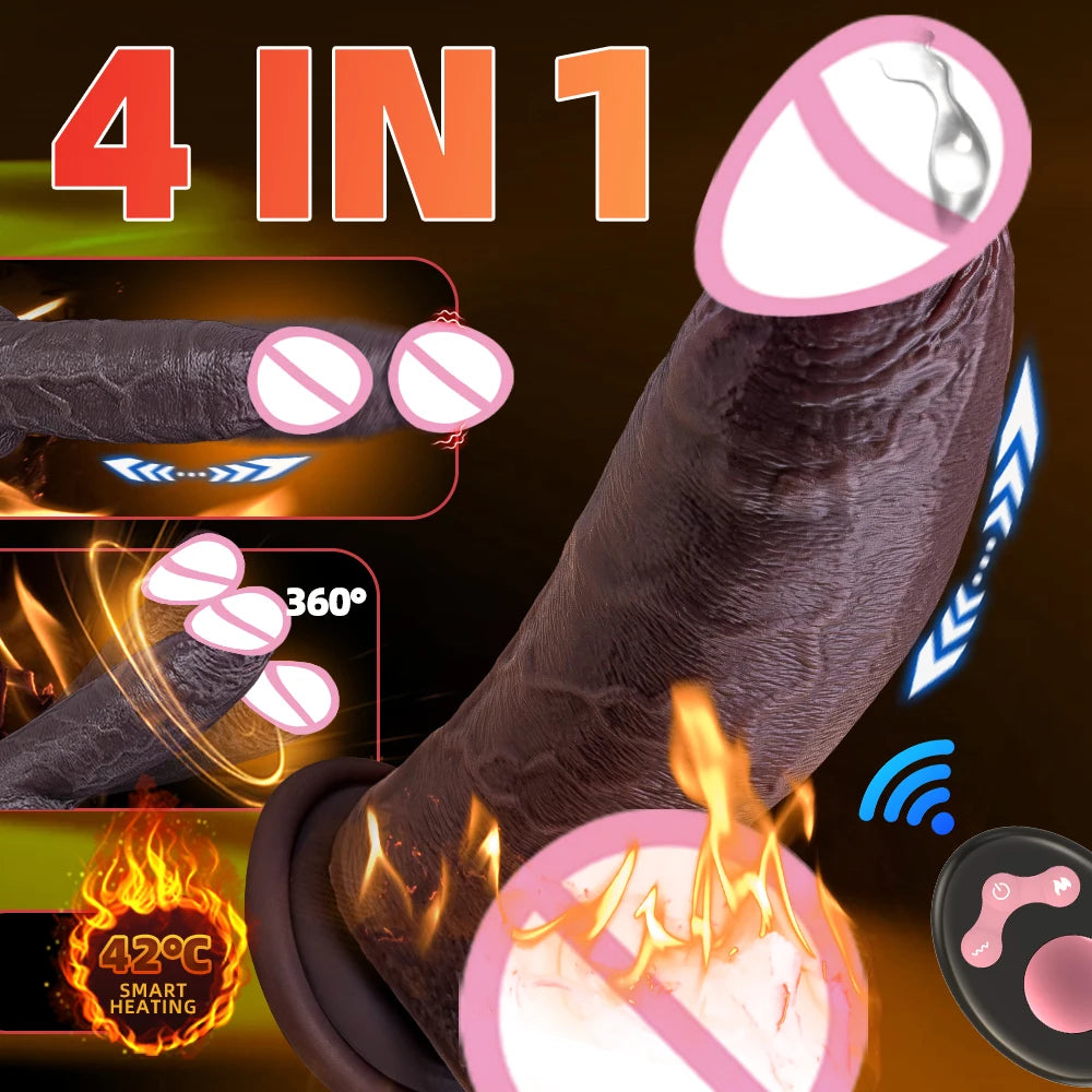 Vibrator dildo xxl realistic big cock telescopic heated spinning penis expansion vibratory massager female couple sex toys 18