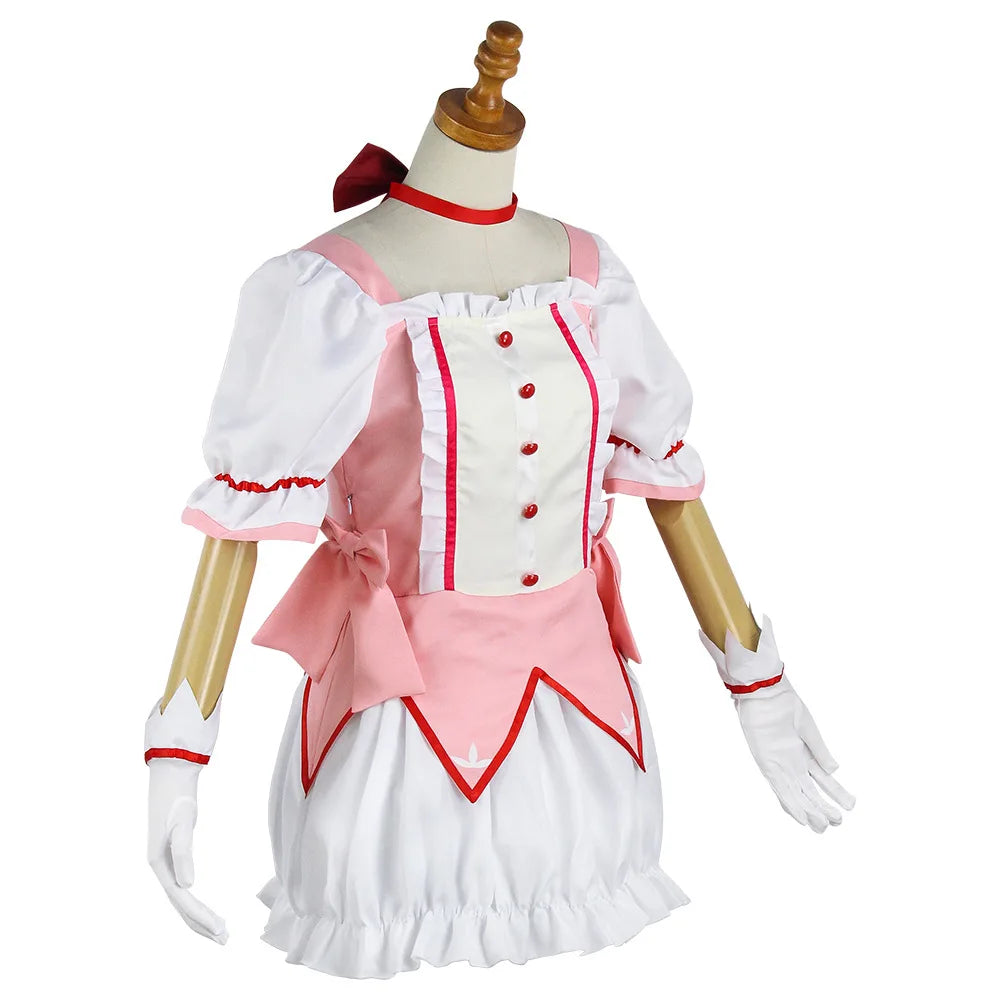 Kaname Madoka Cosplay Costume Anime Madok Magica Homura Uniform Dress with Choker Gloves Socks Halloween Outfits