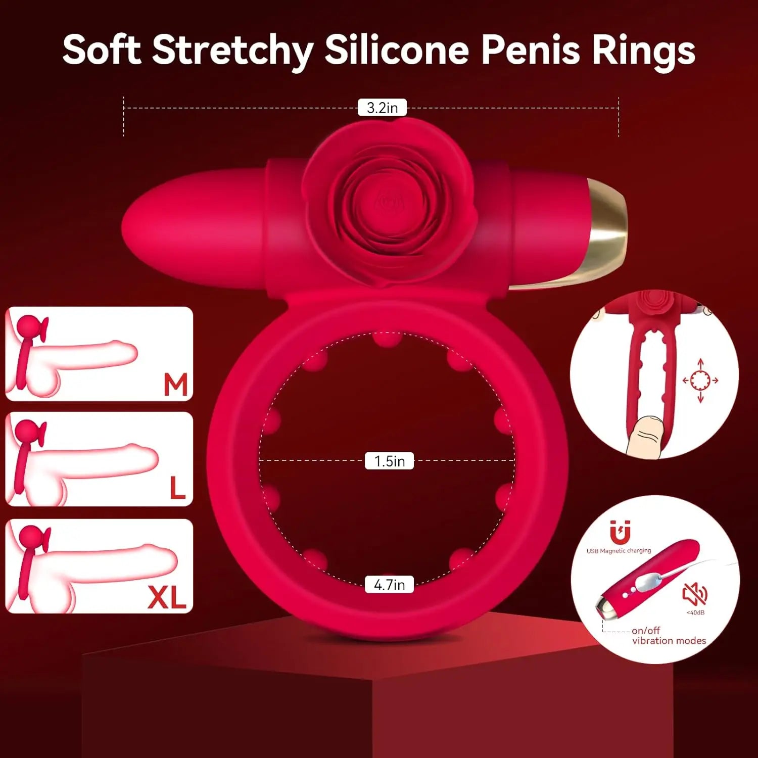 Vibrating Cock Ring with Mini Vibrator Male Sex Toys Penis Vibrator Extender Enlarge Sleeve Girth Delay Ejaculation Erection