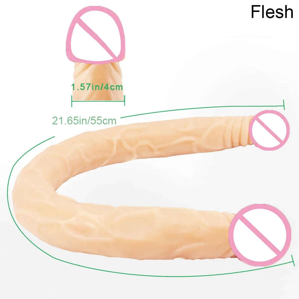 55cm Multicolor Double Head Dildo Flexible Dick Soft Big Penis Vagina Orgasm G-spot Stimulator Anal Sex Toys For Lesbian And Gay