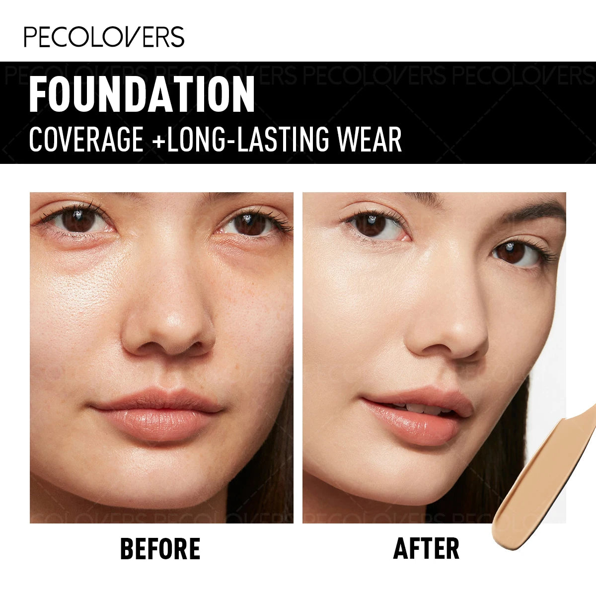 1 Pcs Full Coverage Face Foundation, Strong Coverage Oil-control,  Waterproof Long-lasting, Suitable for Multiple Skin Tones
