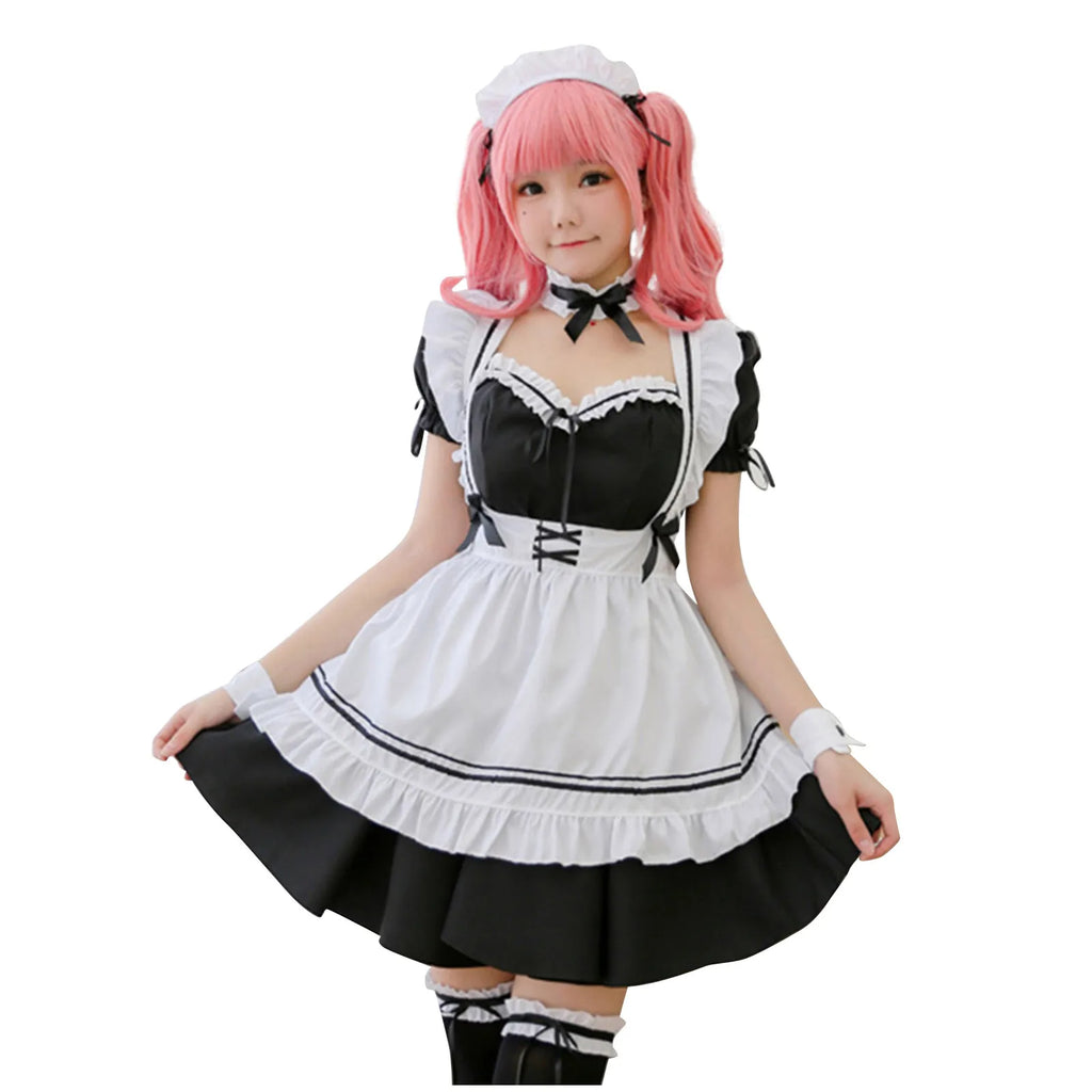 Black Pink Lolita Maid Costumes Cute Girls Women Lovely Maid Cosplay Costume Animation Show Japanese Outfit Dress Clothes S-5XL