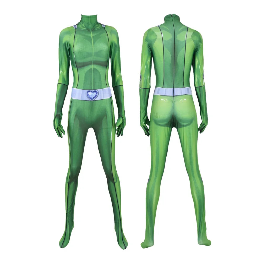 Totally Spies Cosplay Bodysuit for Adults and Girls, Anime Clover Ewing Jumpsuits, Halloween Samantha Simpson Alexandra Costume