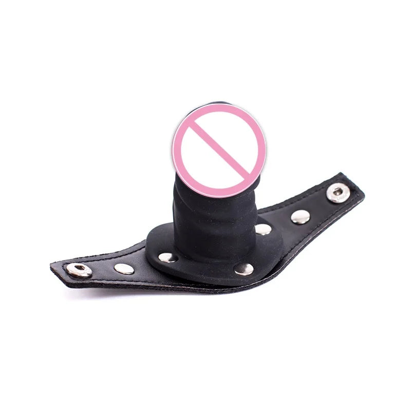 Leather fetish headwear, mask, hood holder, dildo, mouth plug, BDSM, bondage, porn, adult cosplay, male, female and gay sex toys