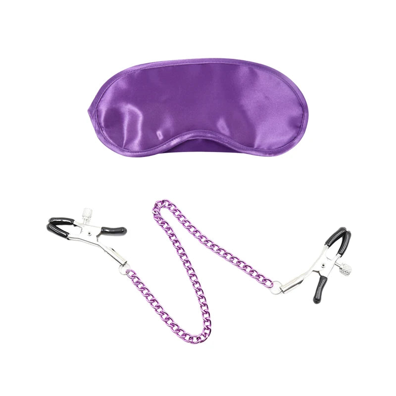 Erotic Bdsm Set Sexy Nipple Clip Stimulator Bondage Kit Clitoris Clamps Feather Blindfold Flirt Adult Games Exotic Accessories