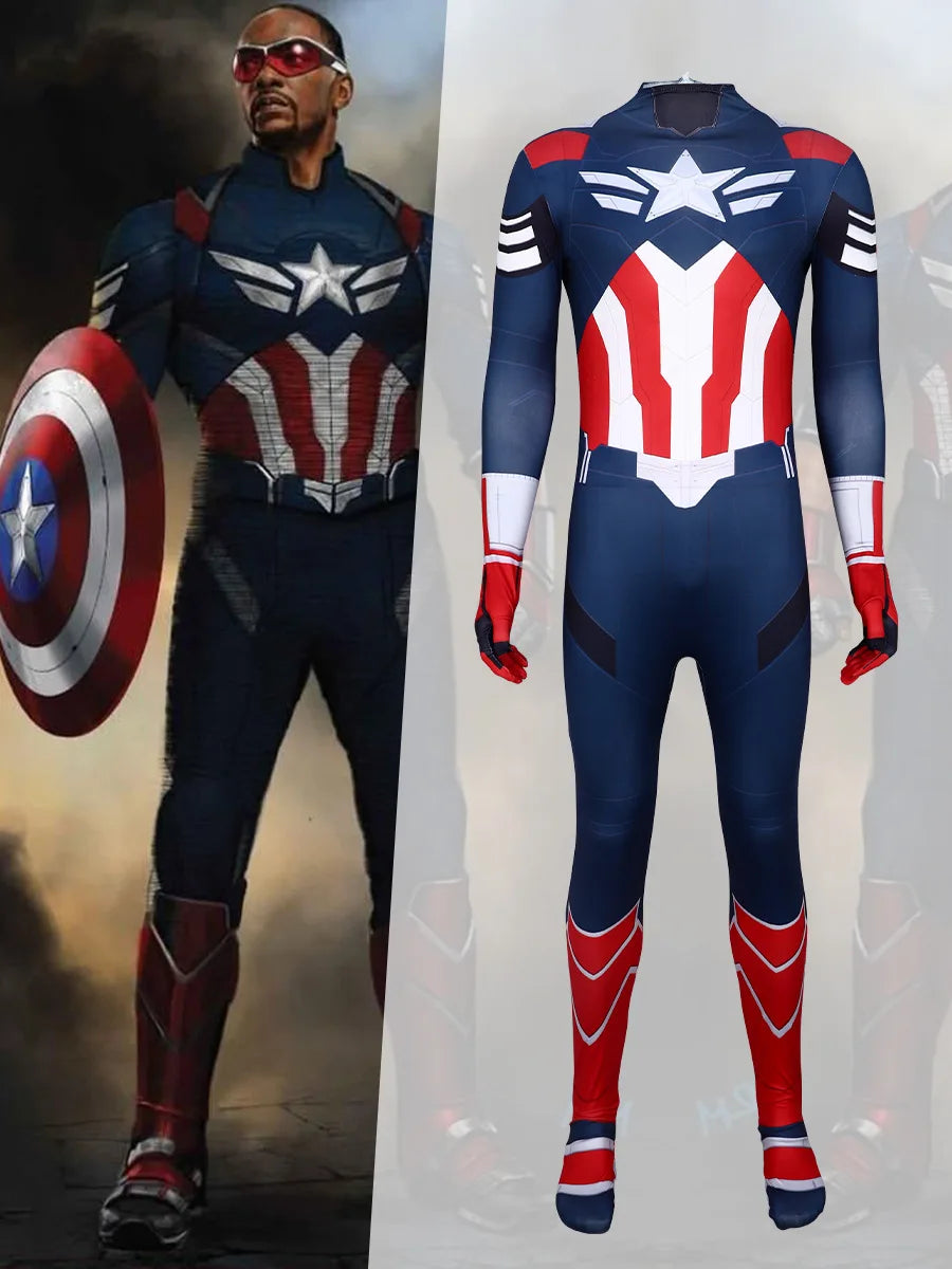 New Captain America 4 Cosplay Kid Adults Jumpsuit Superhero Clothing Creative Party Halloween Carnival Party Suit