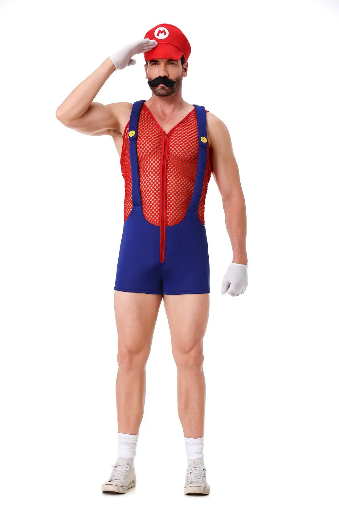 Adult Halloween Anime Cartoon Cosplay Costume With Hat Sexy Men Red Blue Super Plumber Brother Fancy Set Carnival Party Dress Up