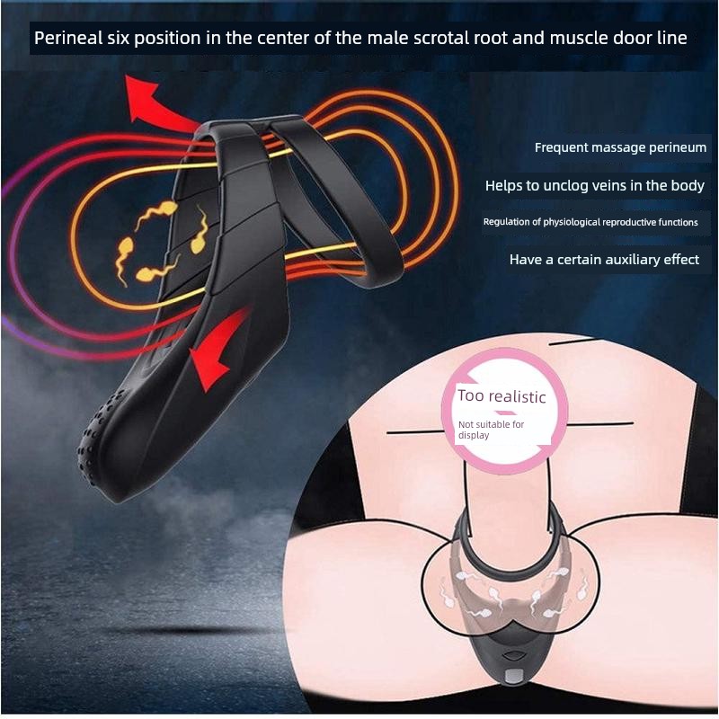 . Enhanced Version of Huiyin Hole Vibration Massage Silicone Cock Ring Men's Thong Sexy Cutout Ring Underwear