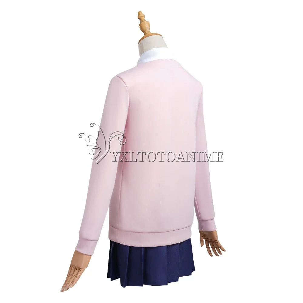 Momo Ayase Cosplay Costume Wig Anime Dandadan Dress Skirt School Uniform Earrings Choker Halloween Party for Girls Women