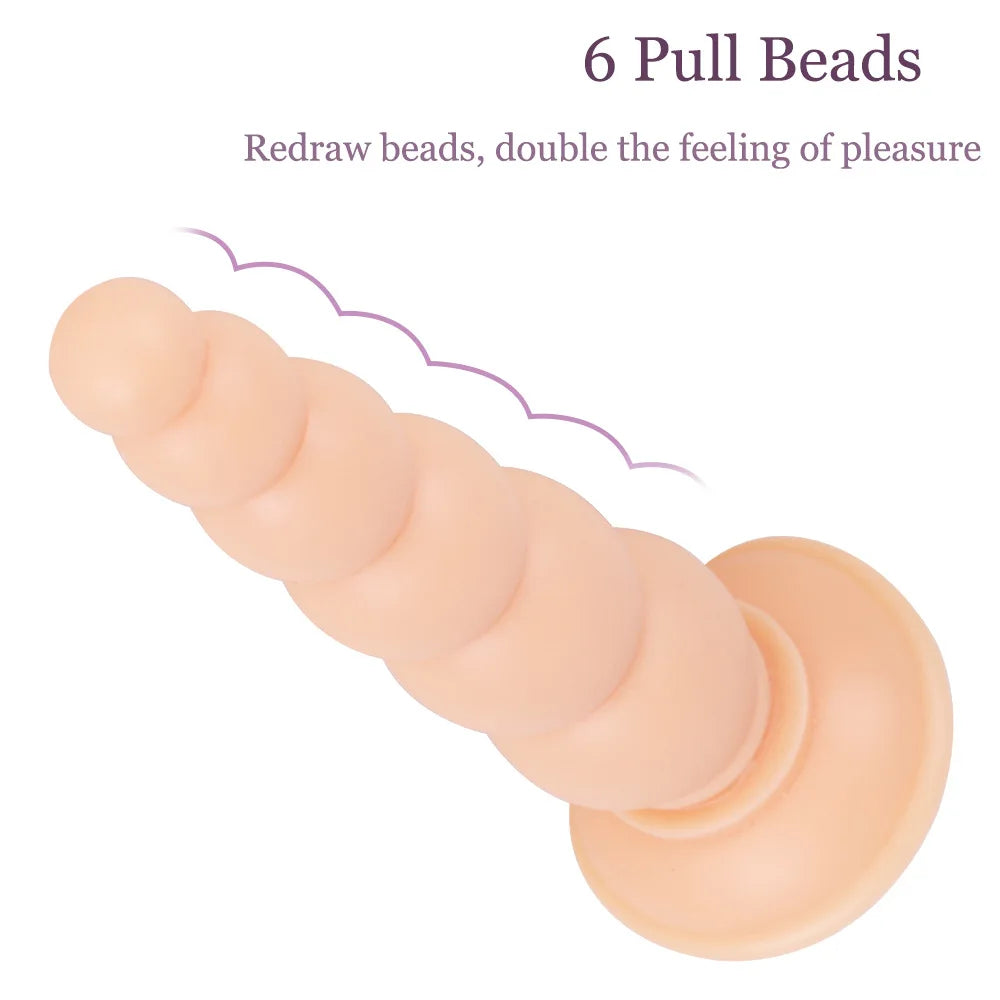 Anal Sex Toys Pull Beads Anal Dilator Soft Anal Plug Dildos with Suction Cup Stimulation Vagina Pagoda Vagina Anal Plug Sex Shop