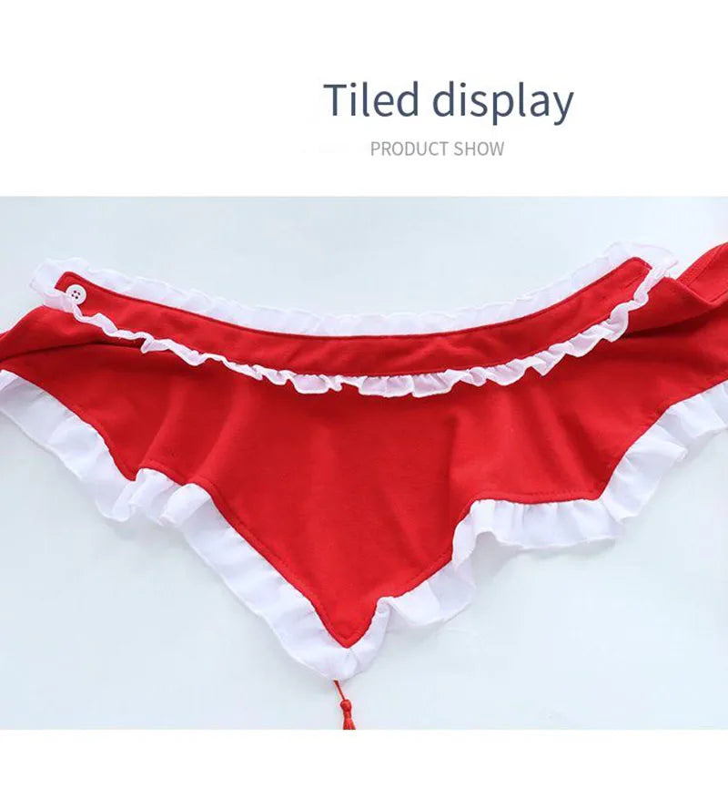 Sexy Red Santa Costume Christmas Lingerie Cute Hollow Out Bikini Bowknot Underwear Pajamas Christmas Lingerie Cosplay Bra Set