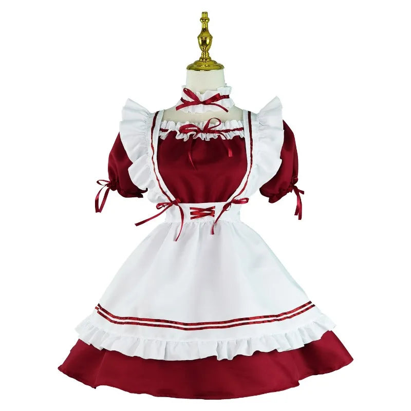 Black Pink Lolita Maid Costumes Cute Girls Women Lovely Maid Cosplay Costume Animation Show Japanese Outfit Dress Clothes S-5XL