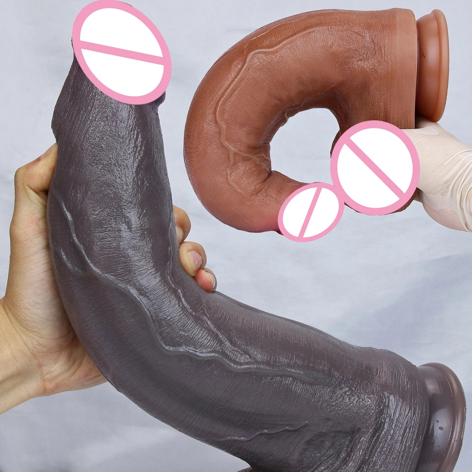 Huge Realistic Brown Giant Long Dildo Soft Silicone Vaginal Masturbators Penis Erotic Toy for Women Suction Cup Thick Glans Dick