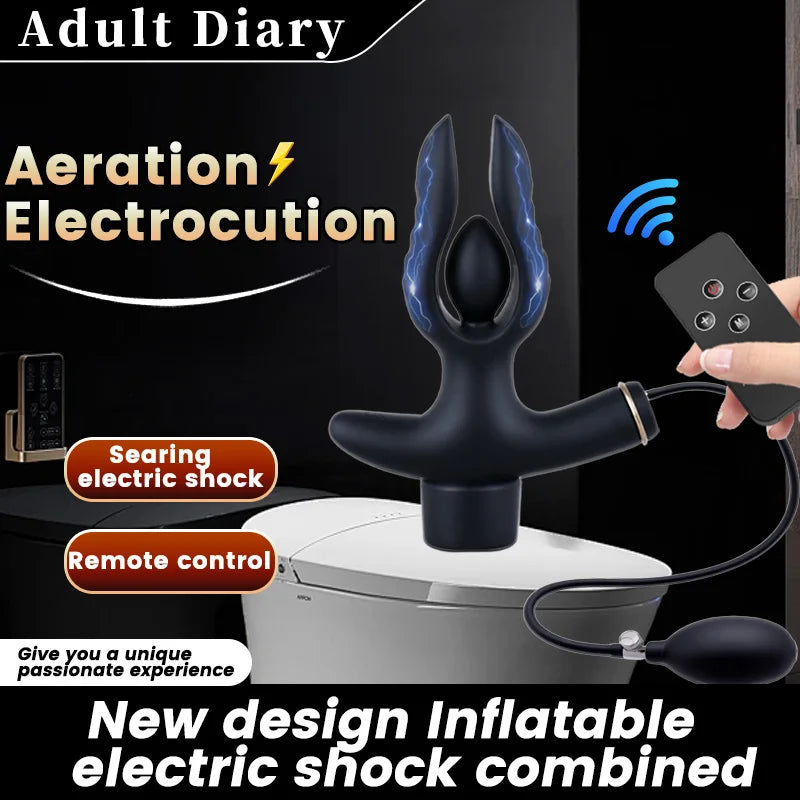 Inflatable Electric Shock Anal Plug Vaginal G Spot Stimulation Anal Docking Insertion Prostate Massage Male Masturbator Sex Toy