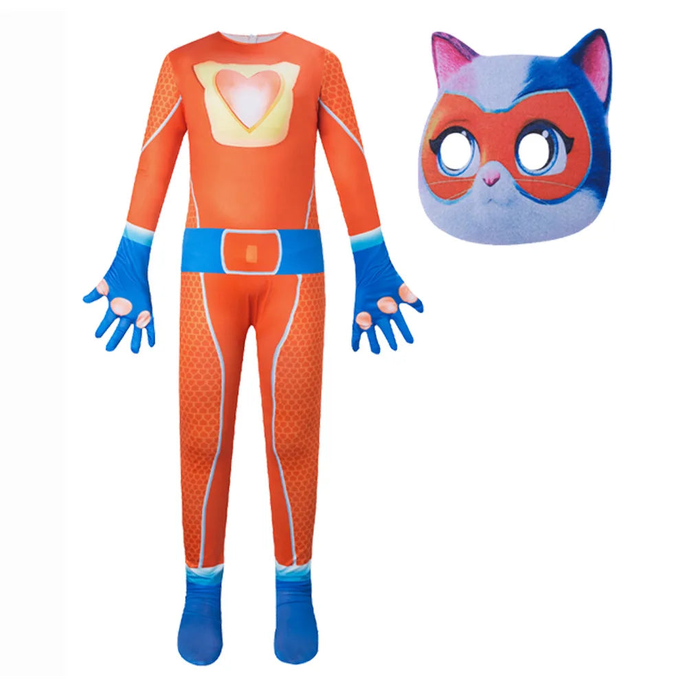 SuperKitties jumpsuit, tight fitting Halloween costume, stage performance costumes, super cats