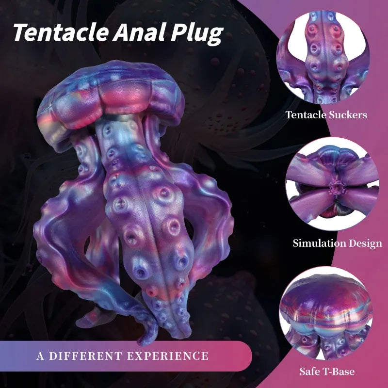 New Monster Jellyfish Dildo Animal Penis Dick Anal Plug Butt Expander Adult Erotic Sex Toys Men And Women Masturbation Products