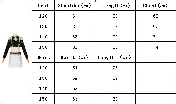 Kids  Rumi mila zuoyi Cosplay costume Black and gold set Children's girl idol role-playing costum