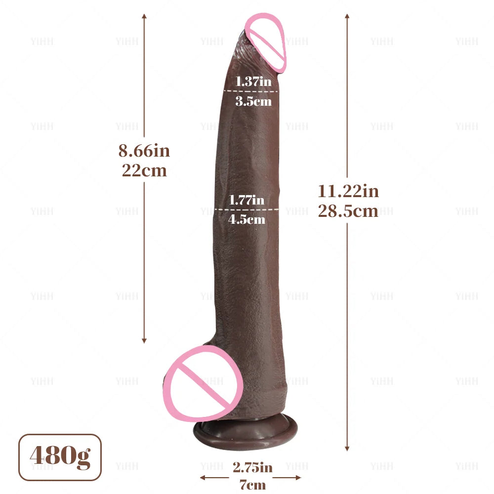 Realistic Long Dildo Sex Toys Dual-Layer Silicone Big Dildos Lifelike Giant Dildo Anal Play with Suction Cup Sex Toys for Women