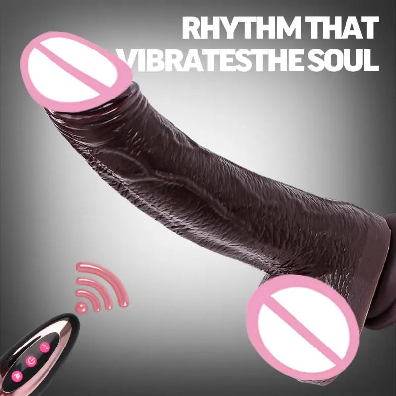 Women's Realistic Large Dildo Vibrator Sex Toy with Heating Function Big Penis Remote Control Telescopic Vibrator for Anal Use