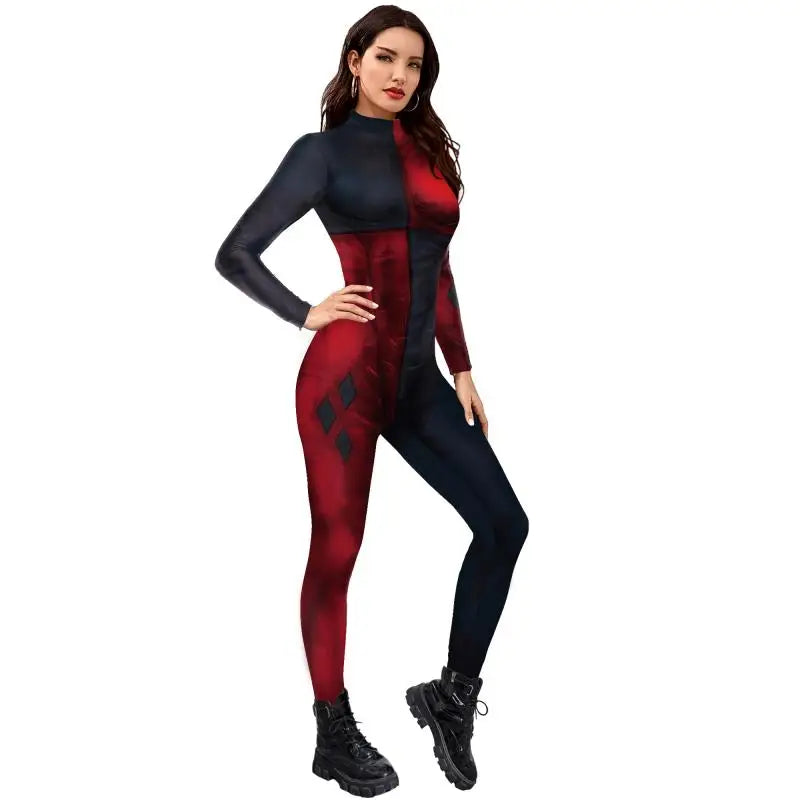 [You're My Secret] Clown Women Cosplay Costume Halloween Dress Up Matching Set Carnival Party Dress Leggings Cool Bodysuit