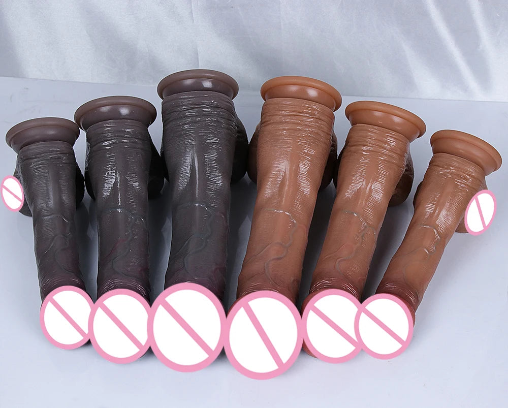 Huge Realistic Dildos for Women Real Skin Testicles Dildo Anal Vaginal Stimulation Strapon Big Glans Penis Sex Toys for Woman