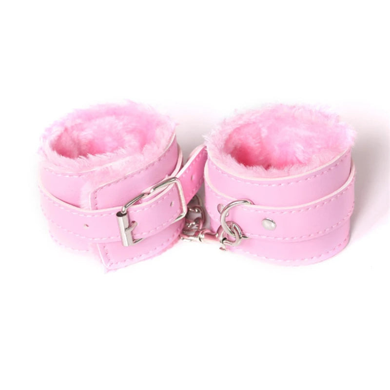 1 Pair Sexy Hand Wrap PU Leather Plush Handcuff Ankle Cuff Bracelet Bondage Lingerie Cosplay Accessories Couples Games Sex toys