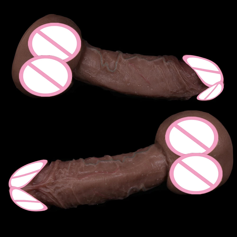 New Huge Realistic Dildo No Vibrator Big Penis Soft Skin Silicone Clear Veins Powerful Suction Cup Anal Sex Toys For Adult Woman