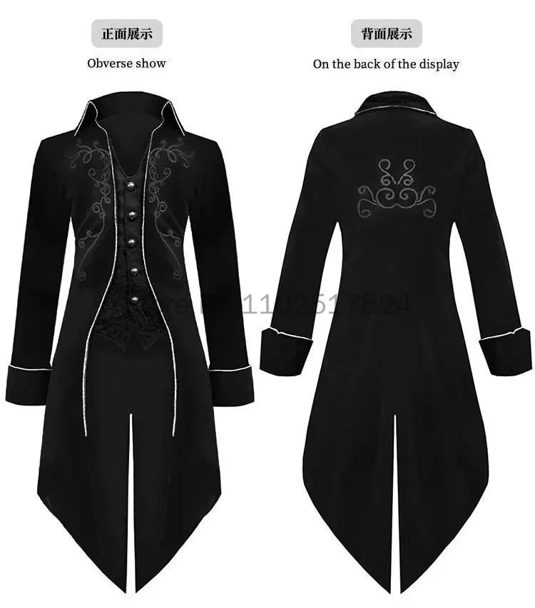 2025 Steampunk Women Men Medieval Dress costume Velet Stand Collar Tailcoat Gothic Vampire Cosplay Jacket Coats S-5XL