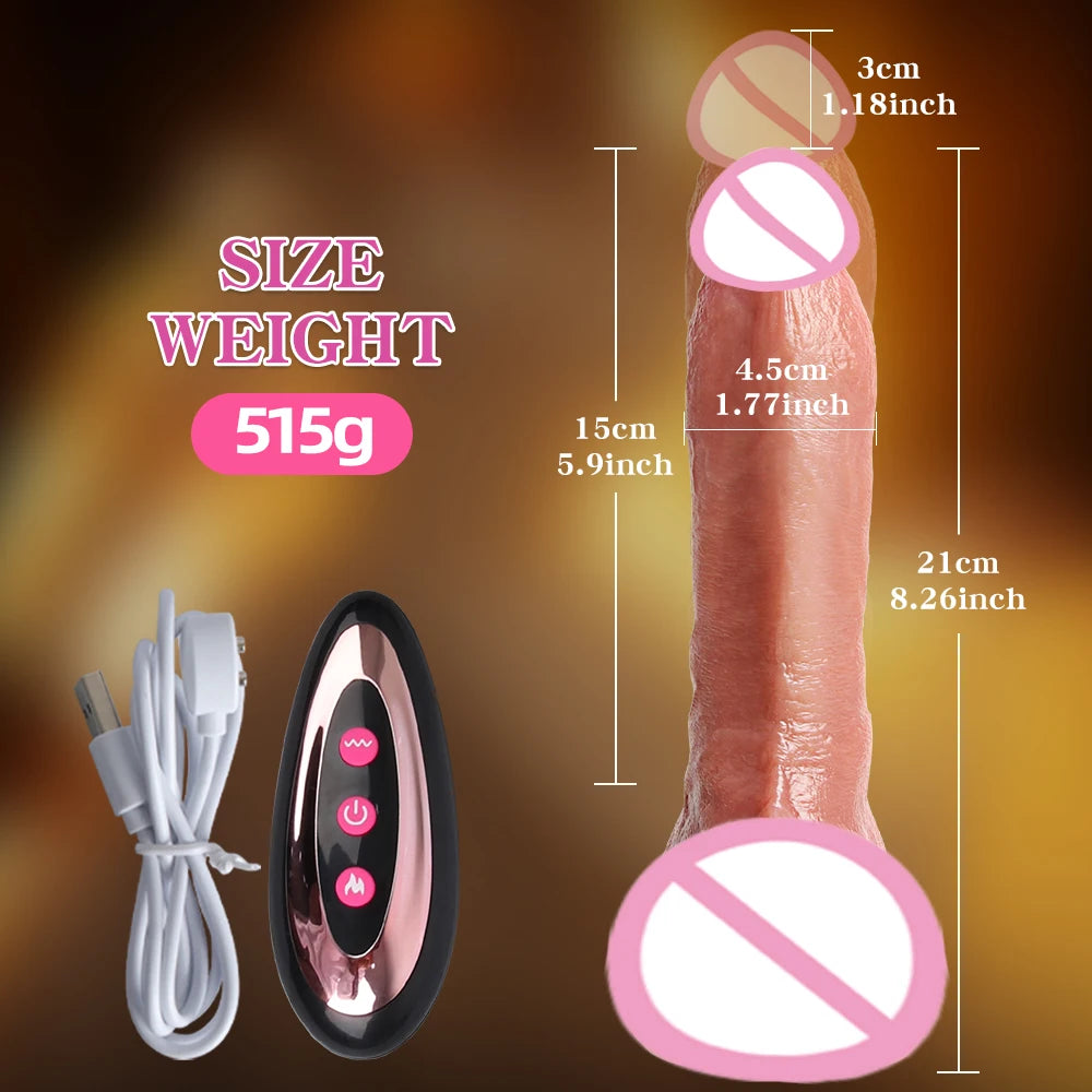 Vibrator dildo xxl realistic big cock telescopic heated spinning penis expansion vibratory massager female couple sex toys 18