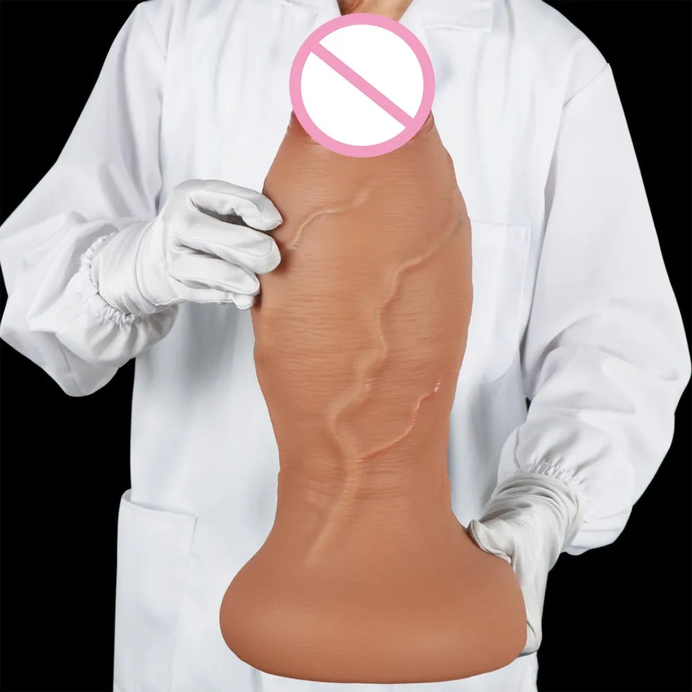 XXL Giant Realistic Dildo Anal Plug 13.2CM Super Thick Soft Silicone Huge Butt Plug Anal Dilator with Suction Cup Adult Sex Toys