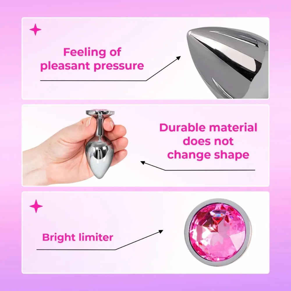 Anal Plug 3 Sizes Stainless Steel Crystal Anal Plug Removable Butt Plug Stimulator Anal Adult Sex Toys Prostate Massager Dildos