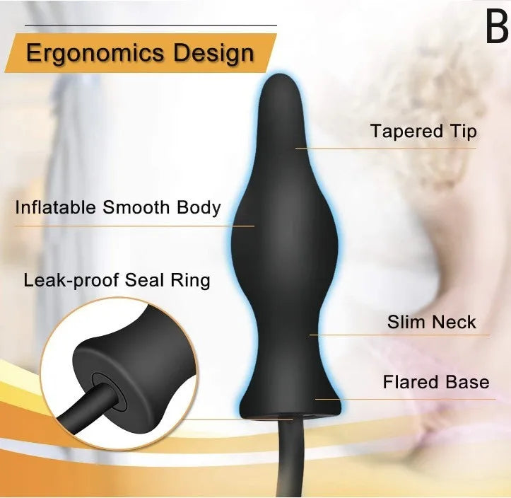 Body-Safe Silicone Expand Inflatable Anal Plug for Men Women Waterproof, Butt Plug Prostate Massager Adult Sex Toys Gay Anal Toy