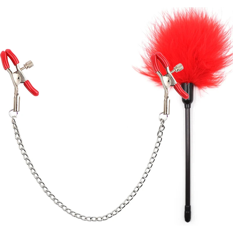 Erotic Bdsm Set Sexy Nipple Clip Stimulator Bondage Kit Clitoris Clamps Feather Blindfold Flirt Adult Games Exotic Accessories