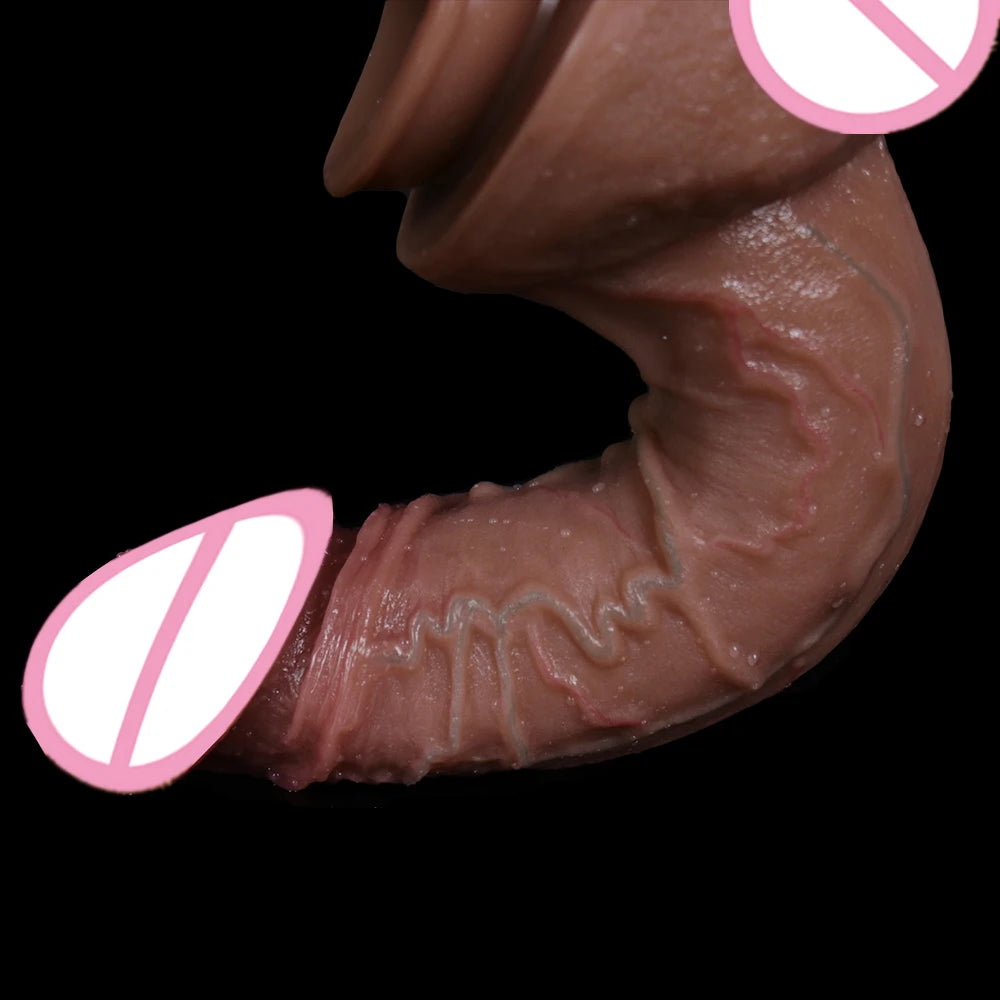 New Huge Realistic Dildo No Vibrator Big Penis Soft Skin Silicone Clear Veins Powerful Suction Cup Anal Sex Toys For Adult Woman