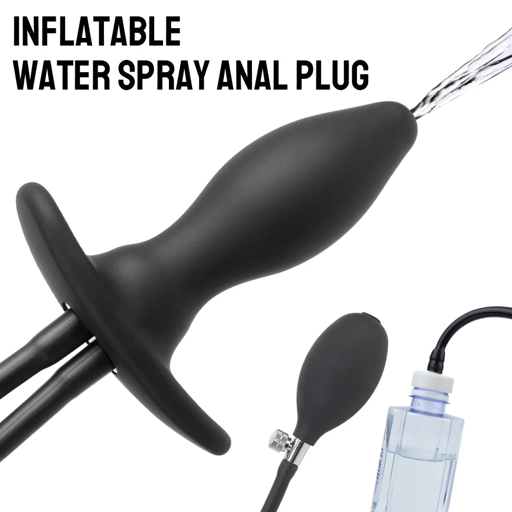 Water Spray Butt Plug Inflatable Anal Plug Sex Toys for Women Men Anal Dilator Enema Cleaner Prostate Massager 3 IN 1