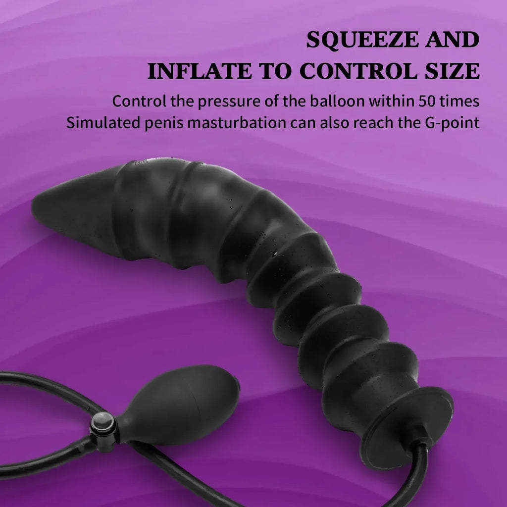 Foldable Huge Inflatable Threaded Anal Plug Pointed Design Dildo G Spot Stimulation Vaginal Anal Dilator Sex Toy for Women/Men