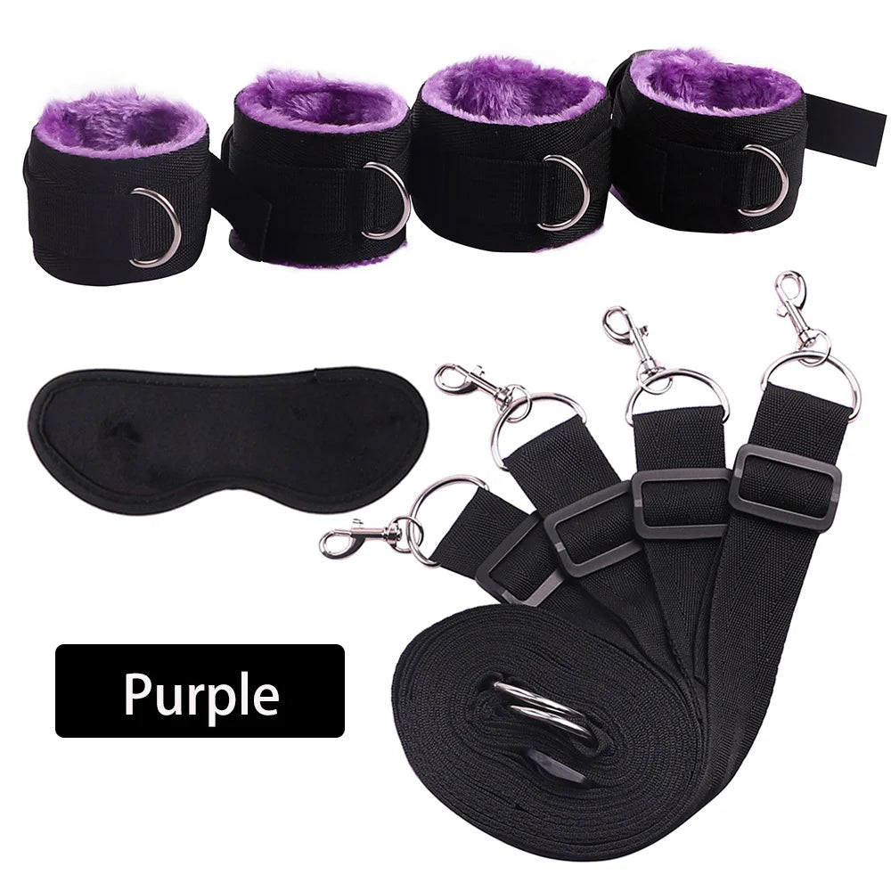 Sex Toys For Woman Couples Games Wrists&Ankle Cuffs Adult Bondage Restraint HandCuffs Bed Erotic Bdsm Set Fetish Restraint Strap