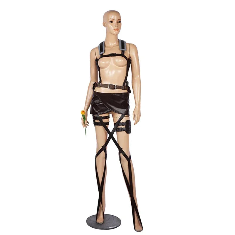 Attack on Titan Cosplay Shingeki no Kyojin Mikasa Ackerman Cosplay Costume Jacket Shawl Belt Suit Leather Shorts Full Sets