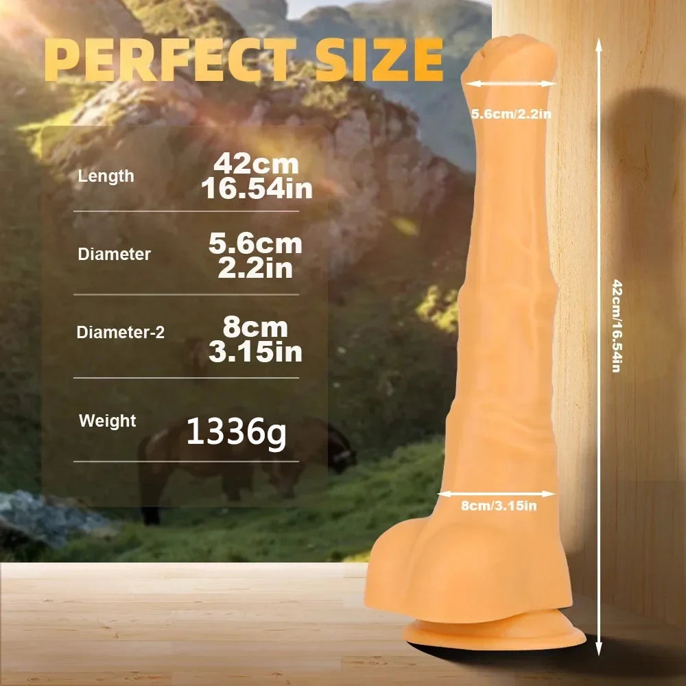 Horse Dildo Huge 2.2inch Diameter Realistic Huge Dildo Long 16.5inch Large Animal Dildos for Women Giant Horse Penis Sex Toys