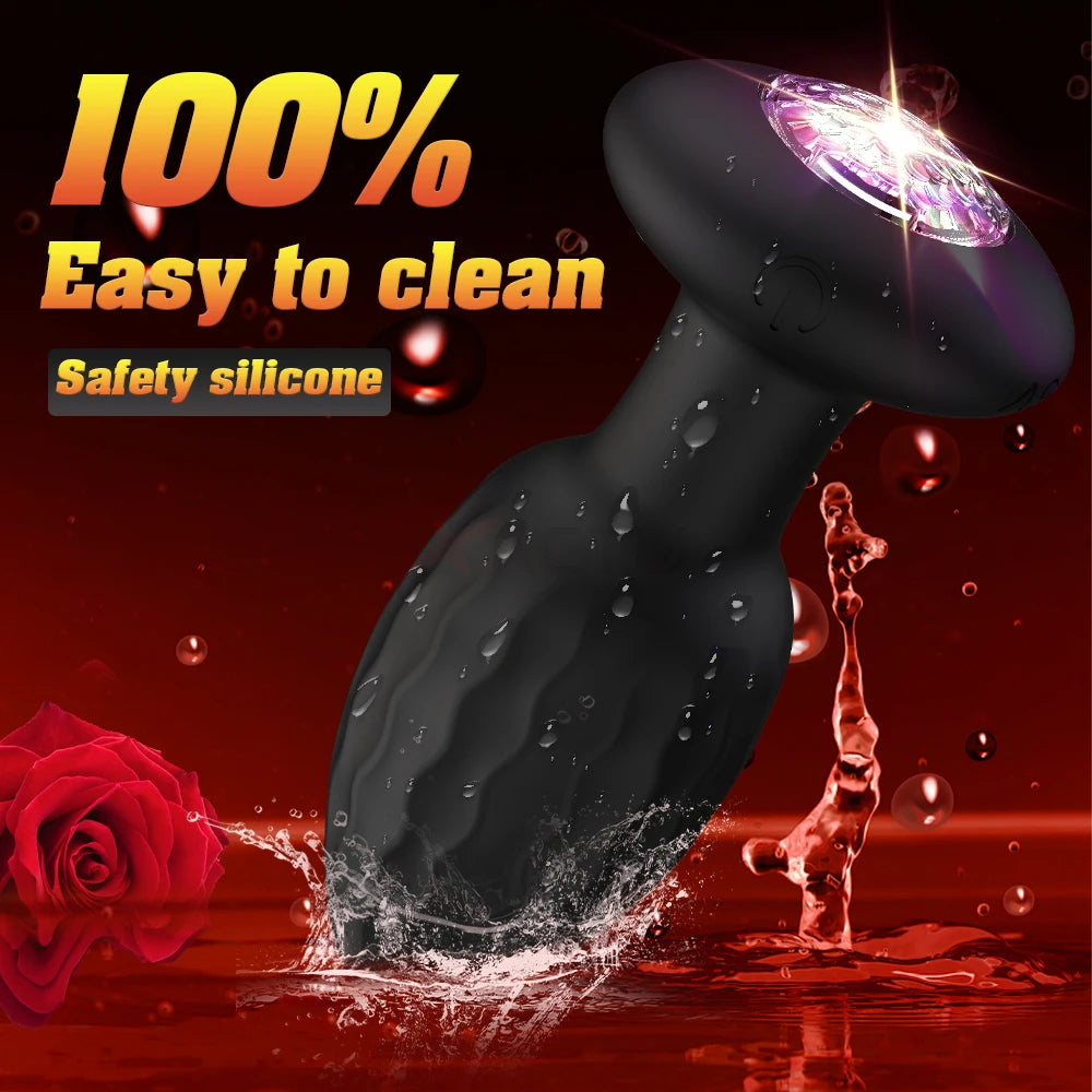 APP Control Anal Plug Vibrator with LED Light Blue-tooth Butt Plug Vibrator Prostate Massager Sex Toys for Women Men Adult
