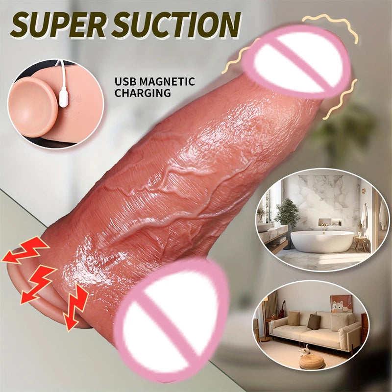 Huge Big Soft  Vibrator Heating Realistic Dildo for Woman Men Wireless Telescopic Big Dick Masturbator Penis G Spot Sex Toys