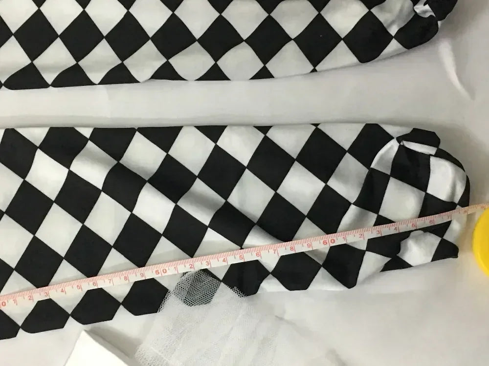 Cosplay adulte cirque Clown noir blanc treillis ensemble de costumes femmes Halloween carnaval déguisement mascarade fête