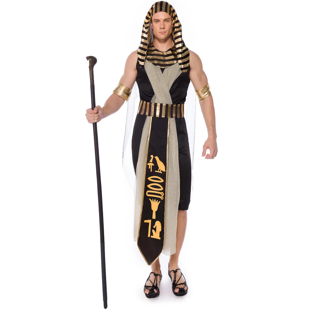 Adult Ancient Egyptian King Pharaoh Costume Egypt Cleopatra Costumes Cosplay Halloween Fancy Dress Historical Theme Party