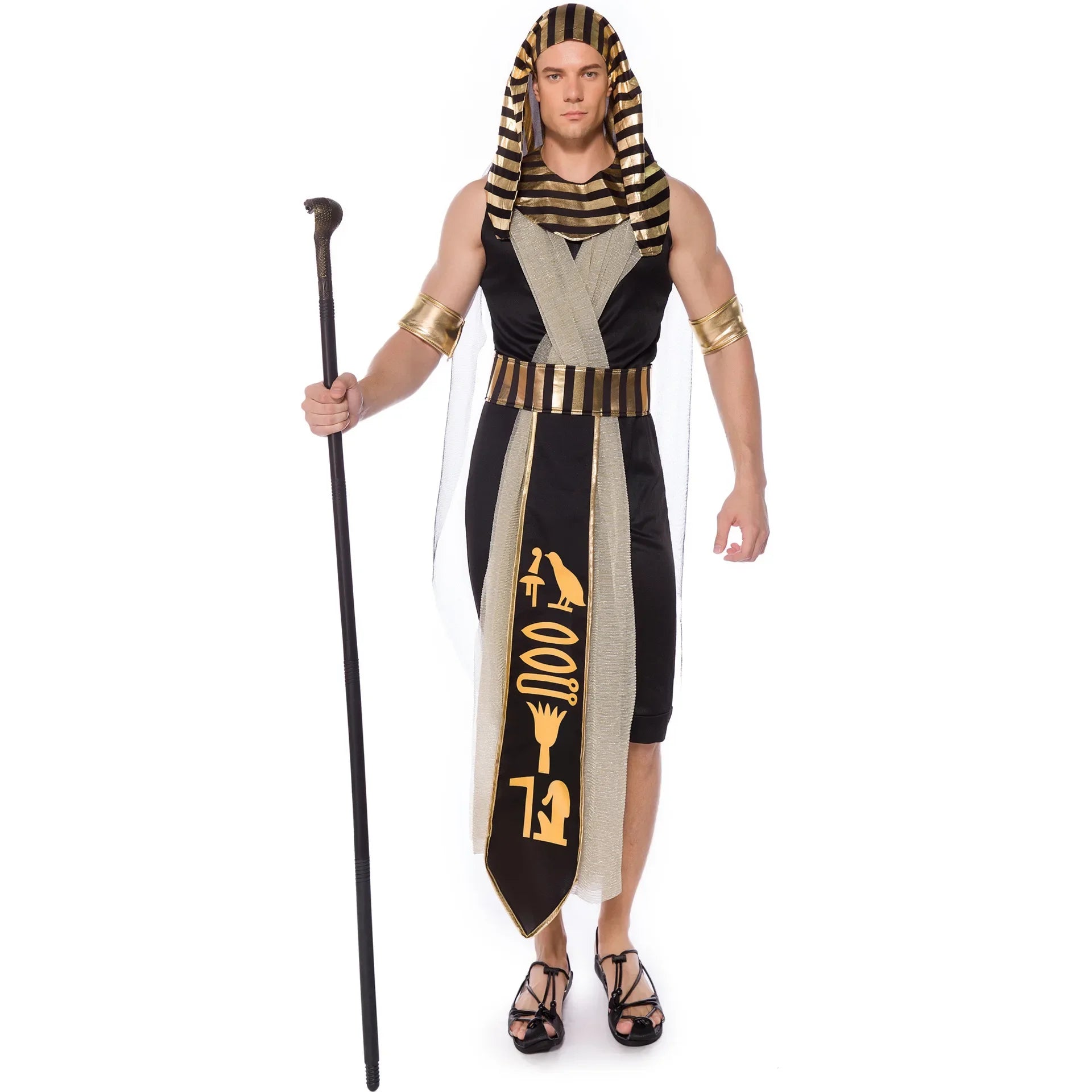 Adult Ancient Egyptian King Pharaoh Costume Egypt Cleopatra Costumes Cosplay Halloween Fancy Dress Historical Theme Party