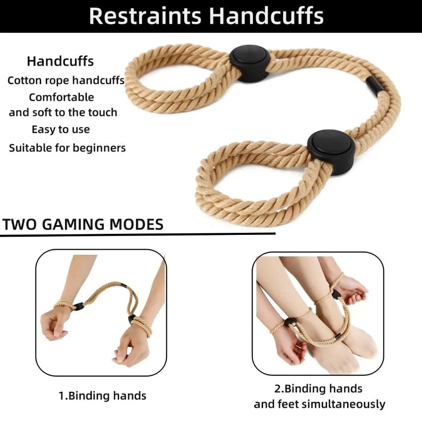 Adjustable Erotic Slave Bdsm Bondage Restraint Rope Shackles Handcuffs Fetish Binding Toys Adult for Couples Exotic Accessorie