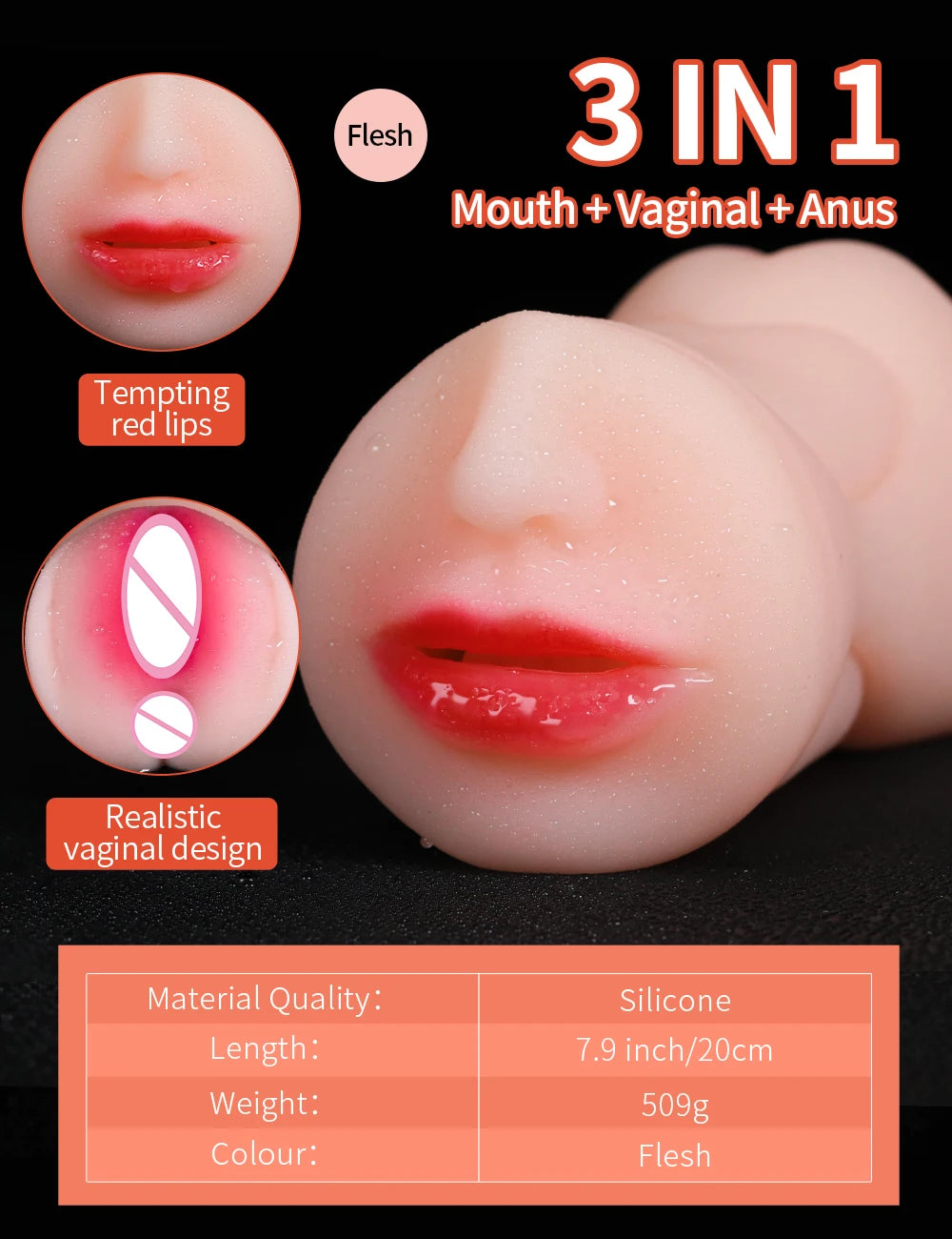 3 IN 1 Sex Toys Masturbation For Men Deep Throat Artificial Real Pussy Oral Male MasturbatorBlowjob Realistic Rubber Vagina 18+