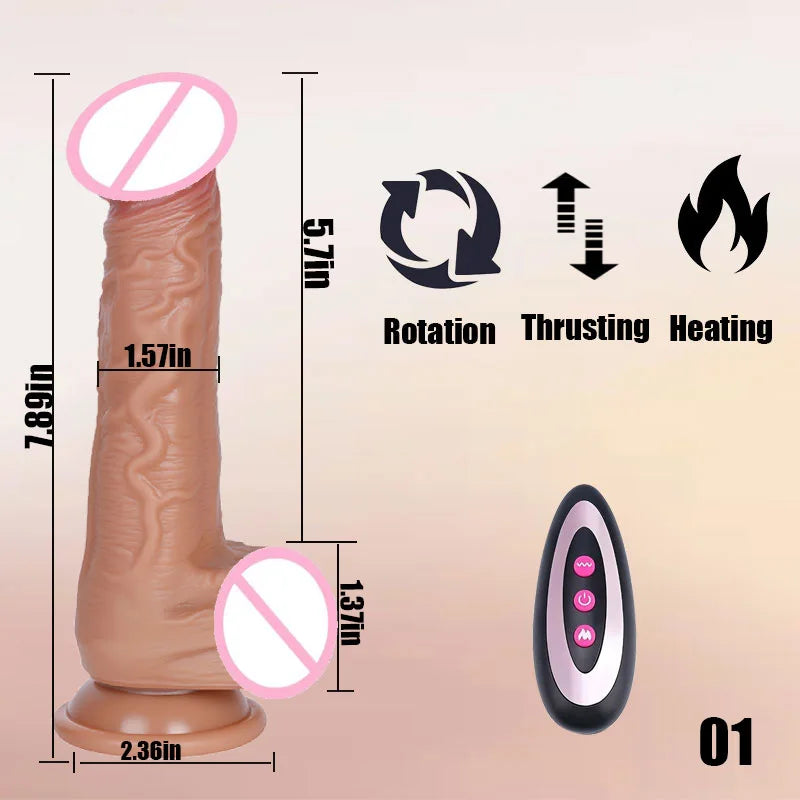 Women Automatic Telescopic Sex Toys Large Realistic Penis Huge Dildo Vibrator Super Big Dick Fake Cock 14.5 inch Long Dildos