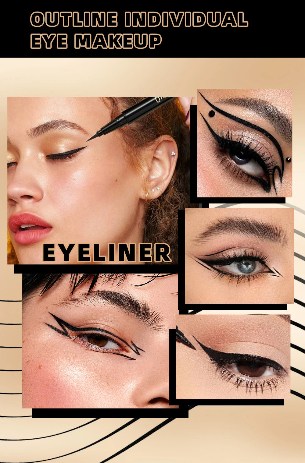 QIBEST Waterproof Black Eyeliner Matte Long Lasting Liquid Eyeline Makeup High Pigment No Smudge Eyeliner Pen Cosmetic Tools