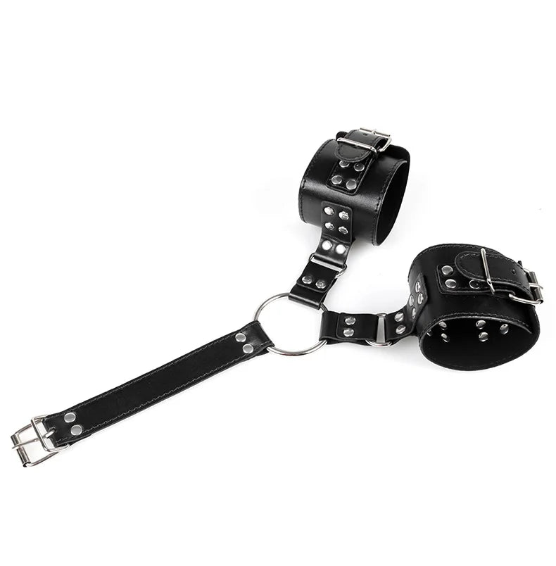 Kinky BDSM Bondage Neck To Wrist Restraints Erotic Collar Handcuffs Bondage Kit Slave Role Play Fetish Sex Toys For Couples
